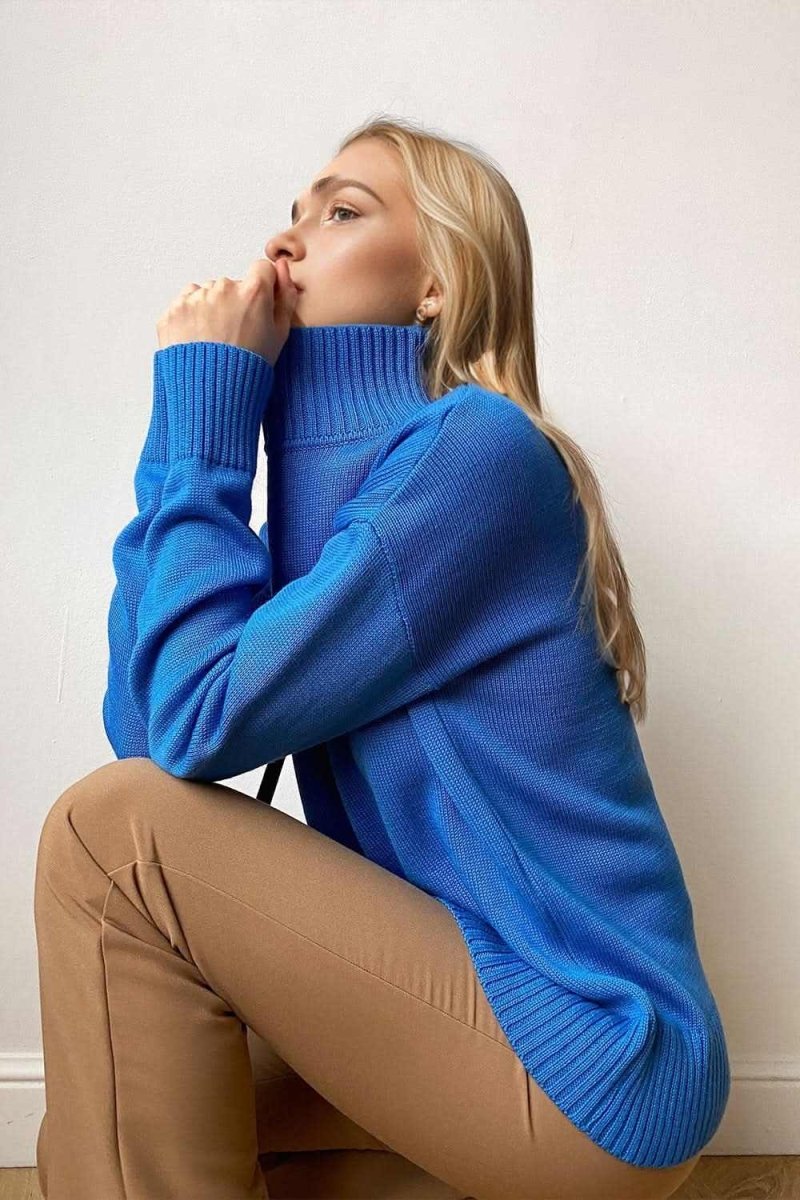 Basic Bae Turtleneck Dropped Shoulder Long Sleeve Sweater - Love Salve